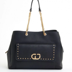 Shopping bag con borchie nero