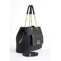 Shopping bag con borchie nero