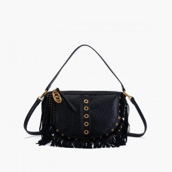 Borsa a spalla Fringes Black