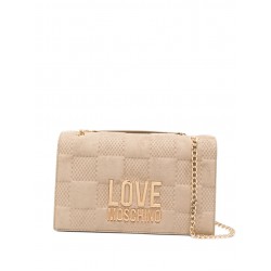 Borsa a spalla Maxi Lettering Suede Beige