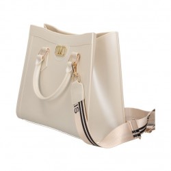 Borsa a mano FLAT WOOD M Milk/Gold Luxe