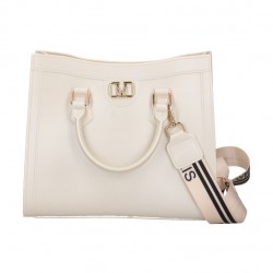 Borsa a mano FLAT WOOD M Milk/Gold Luxe