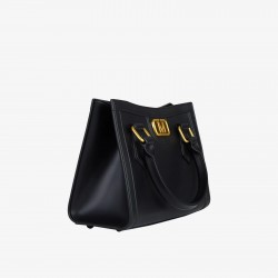 Borsa a mano FLAT WOOD S Black/Gold Luxe