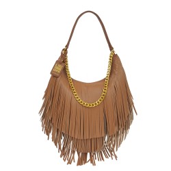 Borsa a spalla Fringe Con Catena - Cuoio
